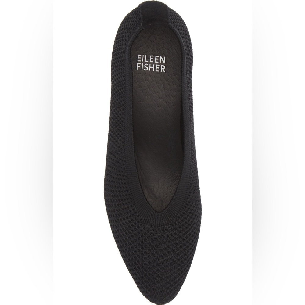 Eileen Fisher Black Knit Pointed Toe low heeled pump